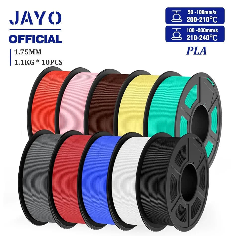 JAYO PLA Filament 1.75MM 10Rolls/set PLA 3D Printer Filament Multicolor For FDM 3D Printers Neatly Wound 3D Printing Materials