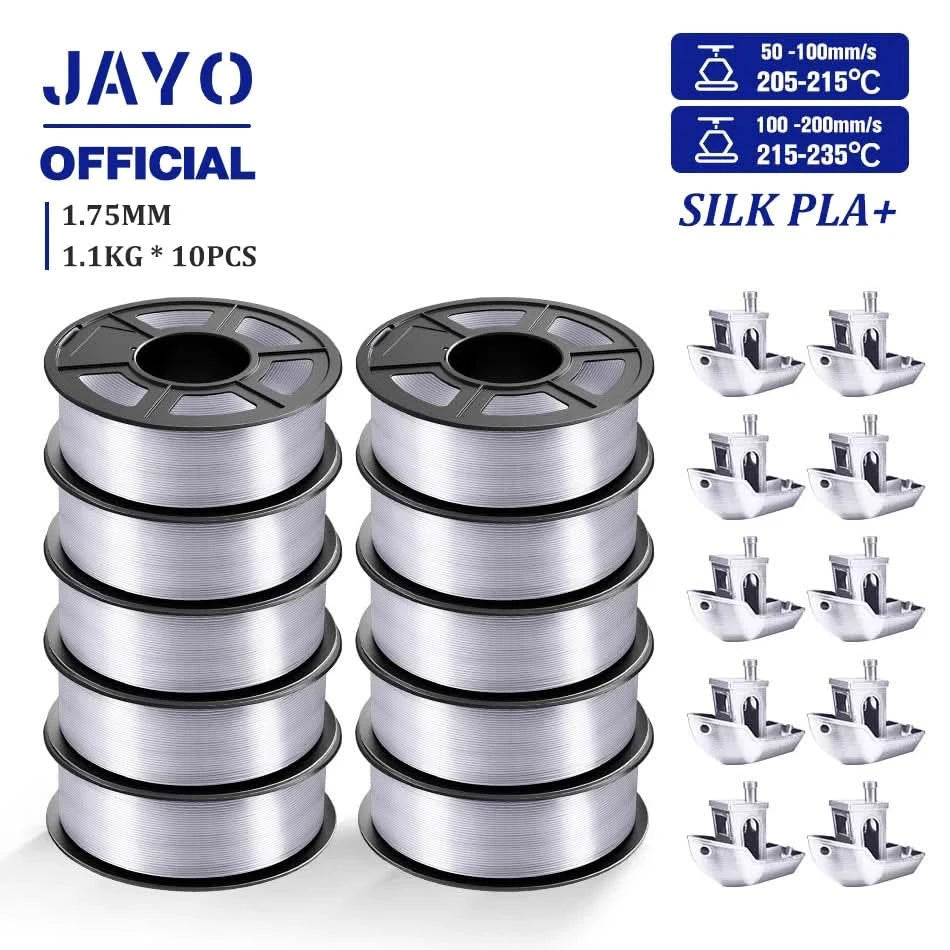 JAYO 3D Filament 1.75mm PLA / PLA Plus / PLA Meta/ Silk PLA+/PLA Matte 3D Prnter Filament 1.1KG For FDM Multicolor Set 10Rolls