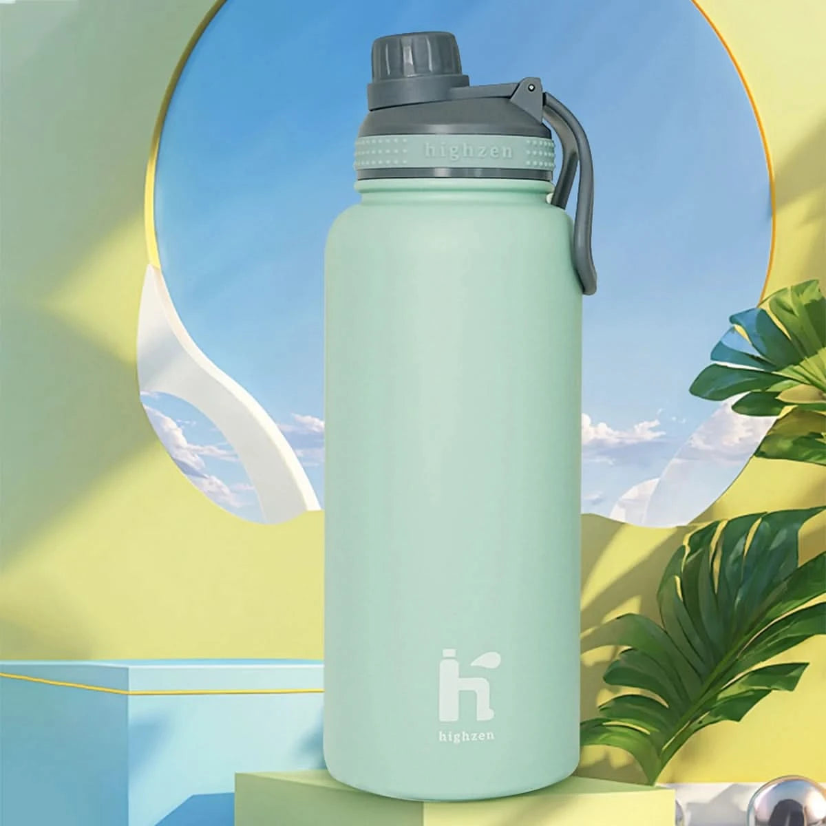 Stainless Steel Vacuum Insulated Fitness Water Thermos with 1000ML Handle