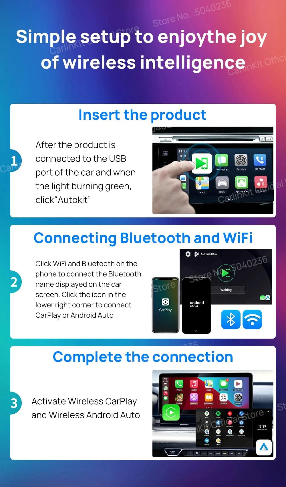 2026 CarlinKit CarPlay AI Box Android 13.0 SM6225 8-Cores Android Auto Wireless CarPlay Adapter 2.4+5GGPS 64G 128G FOTA Upgrade
