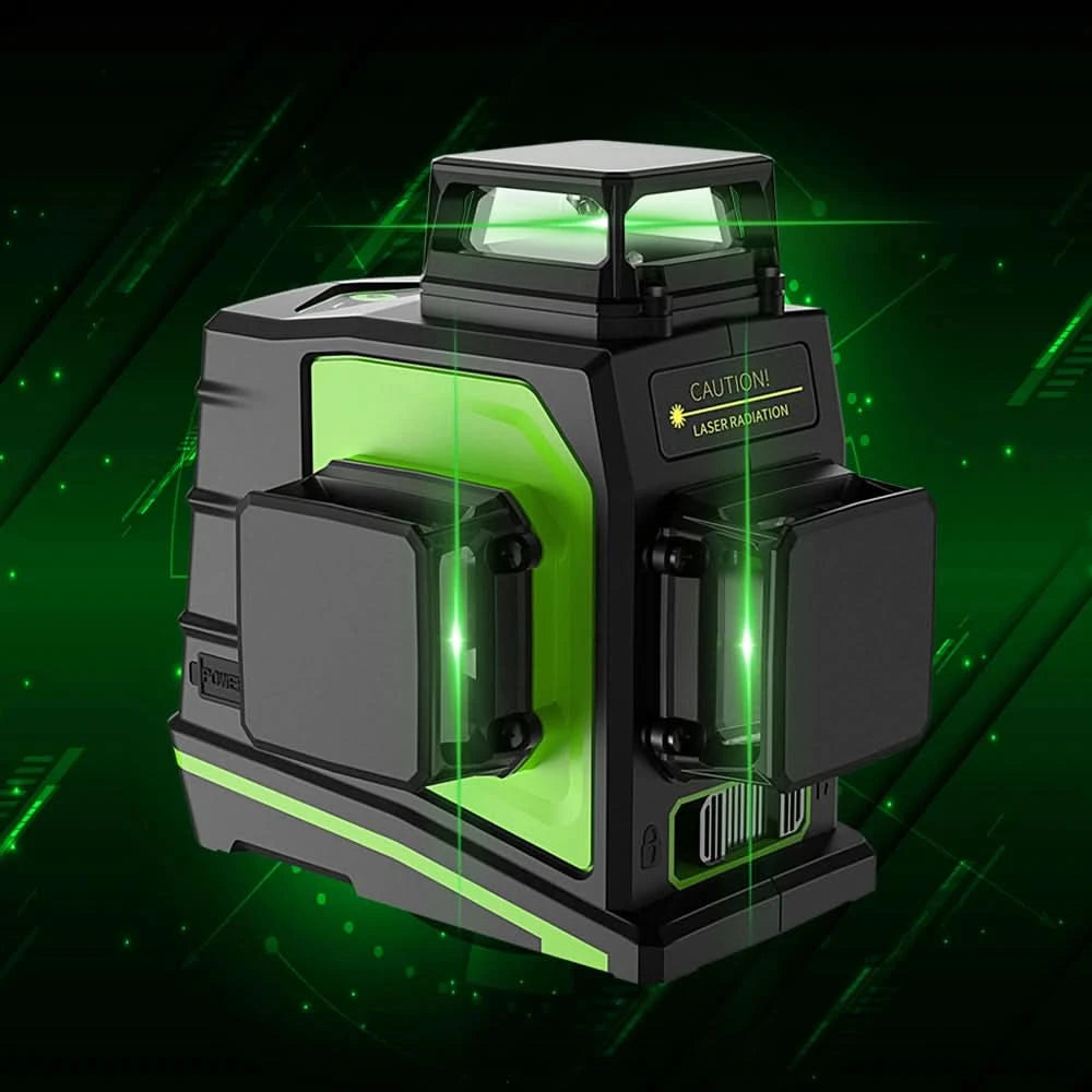 Huepar 12 Lines 3D Cross Line Laser Level Kit Osram Self-Leveling Green Beam 360° Vertical Horizontal With Laser Receiver Tripod