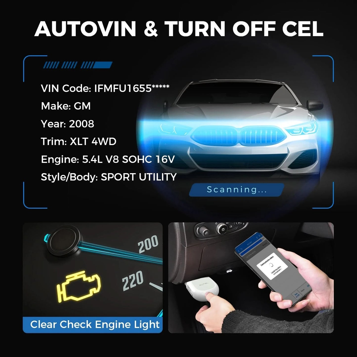 AUTEL MaxiAP AP200 Bluetooth OBD2-Scanner, Diagnosegerät für alle Systeme, TPMS-Codeleser, EPB-Tool