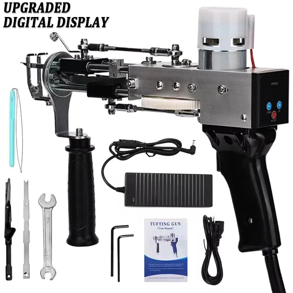2 in 1 Tufting Gun Set Electric Touffing Pistol,7 – 21mm Tufting Pisto, with Wool Yarn and Tufting Canvas,Trimmer for Beginners