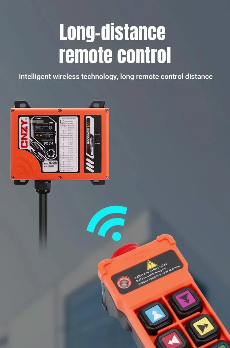 HENJEL H208 Crane Wireless Control Double Speed Waterproof Switch DC 12v 24v Waterproof and Dustproof Industrial Remote Control