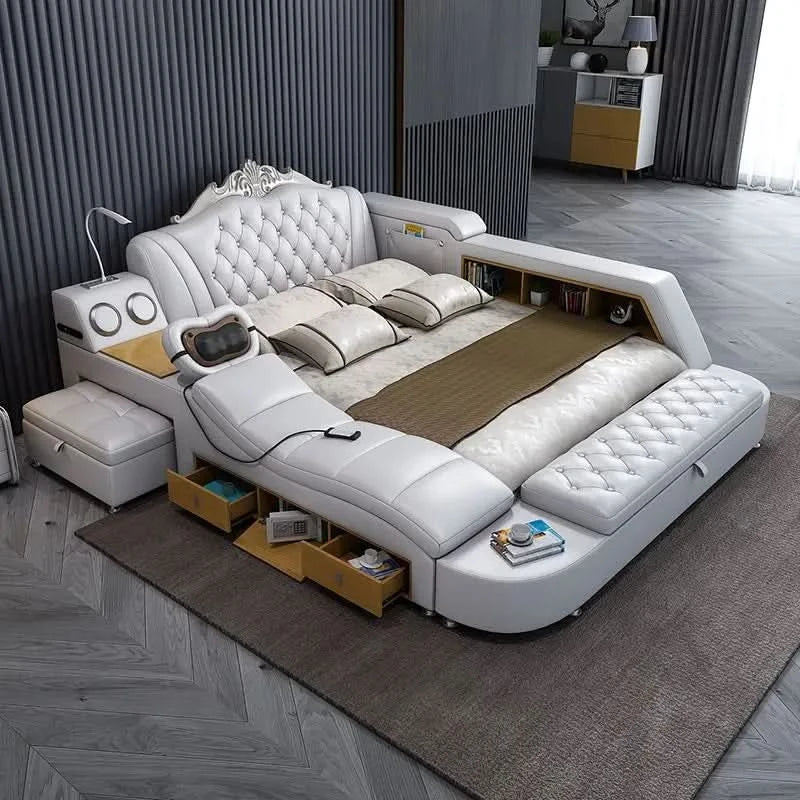 Frame Full Size Storage Bed Queen Size Luxury 180x200cm King Bed Minimalist Upholstered Nordic 150x200cm Home Bedroom Furniture