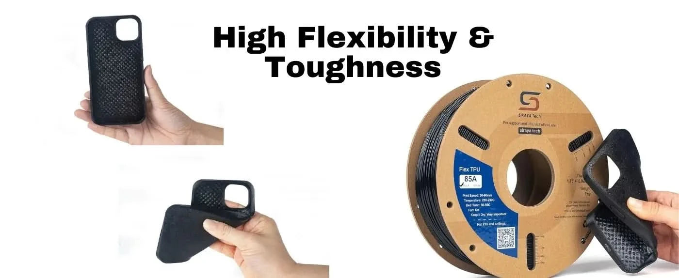 Siraya Tech Flex TPU Filament: 85A Shore, ISO 10993 Certified, High Flexibility&Toughness, Moisture-Resistant, Easy to Print 1KG