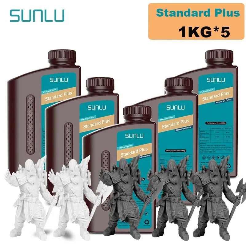 SUNLU 5KG Standard Plus/14K Standard Resin 1KG/Bottle 405nm Rapid UV-Curing Photopolymer Resin For LCD 3D Printer Material