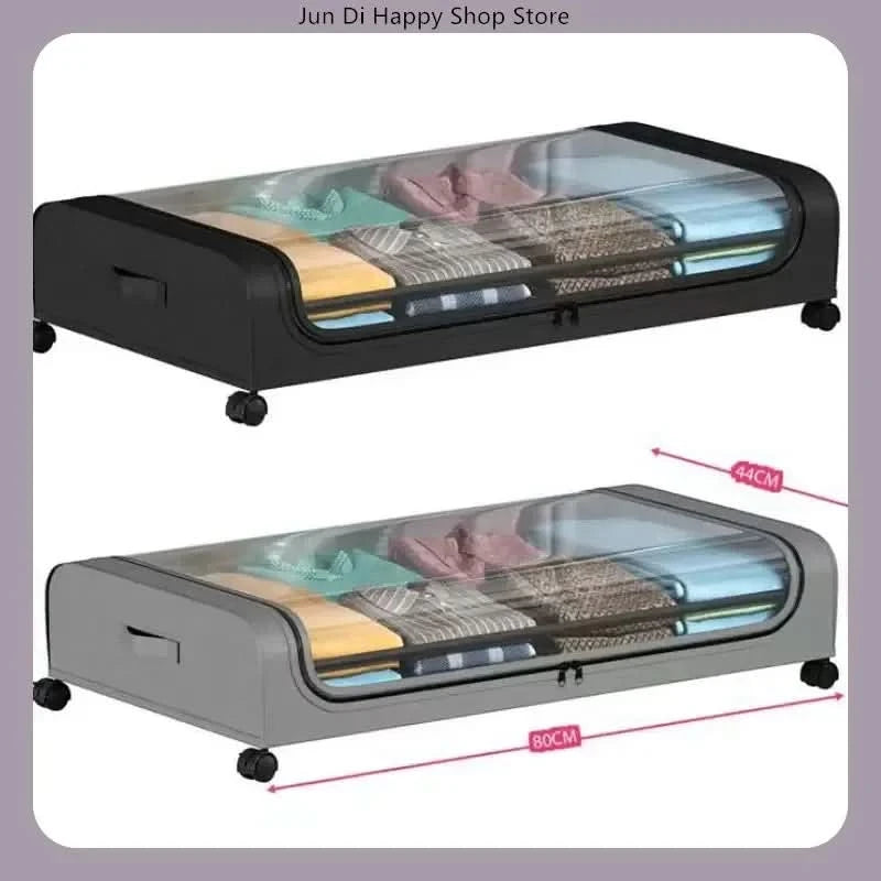 Bed Bottom Storage Box with Wheels Underbed Dust-Proof Organizer for Clothes Shoes Home Bedroom Simple Design Rolling Drawer