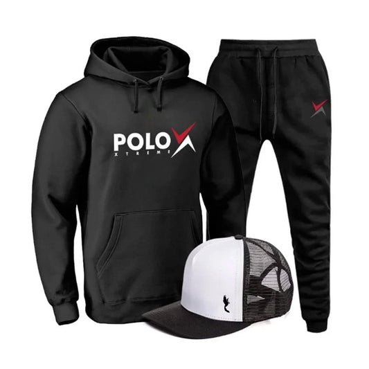 Bequemes Kangaroo-Sweatshirt-Set für Herren + Weiche schwarze Mütze