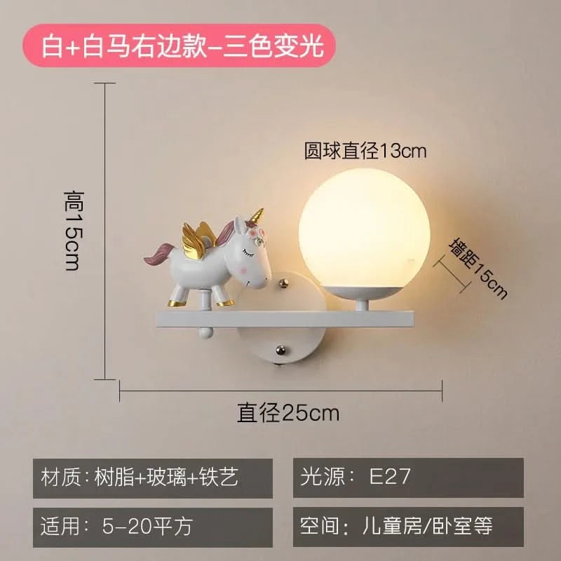 Children's Room Bedside Wall Lamp Girl Boy Wall Art Sconce Creative Cartoon Eye Protection Led Home Decoration Salon Home