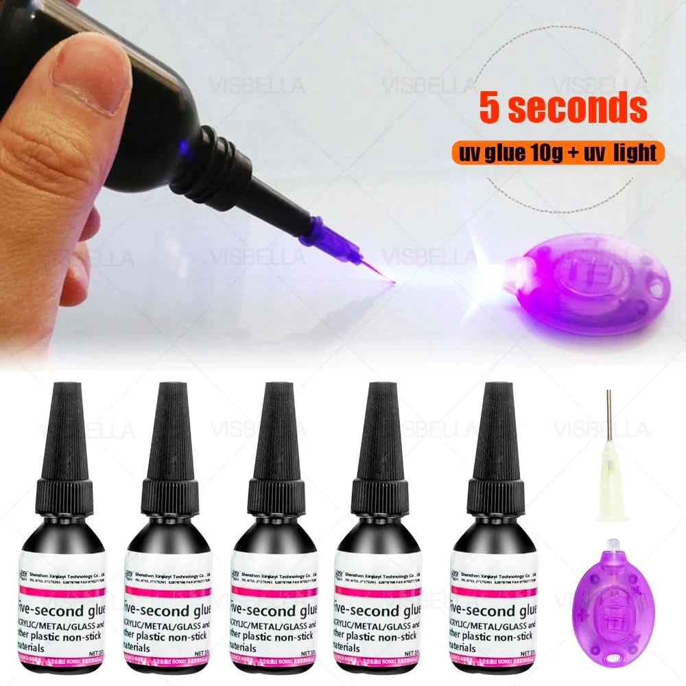 UV Glue Super Bonding Welding Glue Kit UV Curing Glue 5 Seconds Fix Adhesives Sealer Adhesive Bonding & Welding Glue Kit