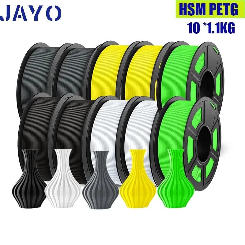 JAYO High Speed Matte PETG Multiple Colors Mixed 10 Rolls Filament 175mm Non-toxic Bubble Free Smooth Suitable for 3D Printi