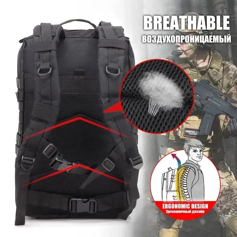 45L Man Hunting Tactical Backpacks Outdoor Traveling Trekking  Bags Outdoor 3P School Pack EDC Molle Pack for Hiking Bag