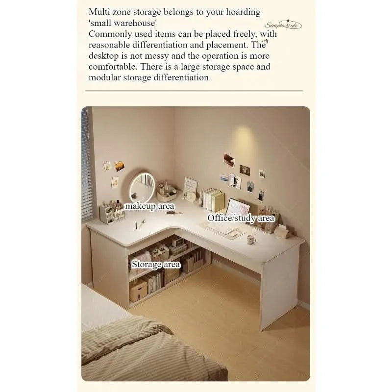 Computer desk Desktop Home bedroom Bookshelf Integrated student learning to write Corner Multifunctional office desk