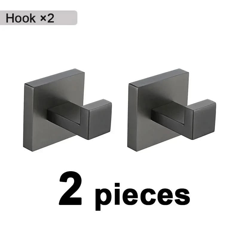 Gunmetal Stainless Steel Bathroom Accessorie Hardware Towel Rack,Toilet Paper Holder, Robe Hook, Towel Bar