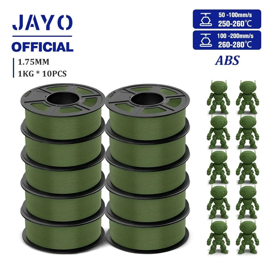 JAYO ABS Filament 1.75mm 3D Printer Filament 10Rolls For FDM 3D Printers 3D Pen Filament Refills 1KG/Roll 3D Printing Materials