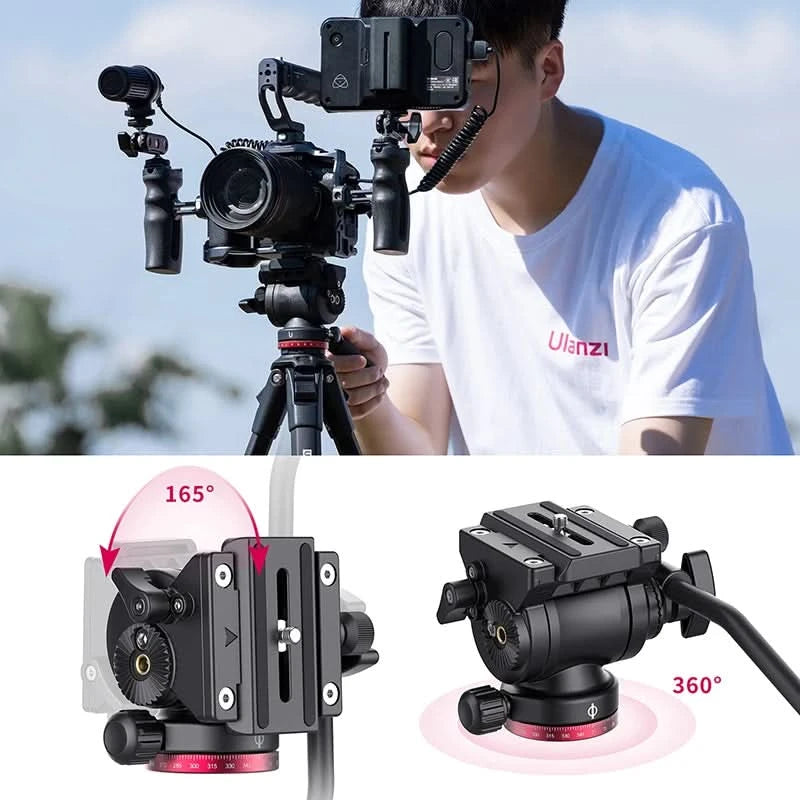 Ulanzi MT-56 OMBRA VIDEO Travel Tripod With Fluid Drag Pan Ball Head Metal Outdoor Smartphone DSLR Camera Tripod Monopod