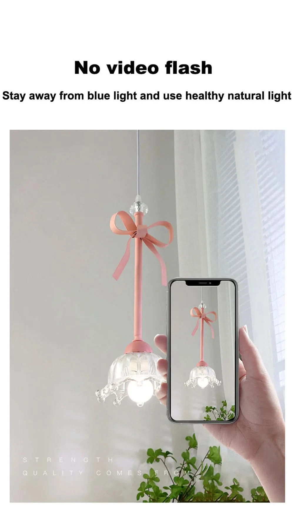 Romatic Princess Room Girl LED Pendant Lamp For Bedroom Lighting Ceramic Glass Sconces Pink Bowknot Ceiling Suspended Light