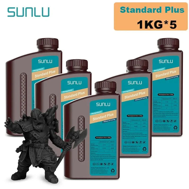 SUNLU 5KG Standard Plus/14K Standard Resin 1KG/Bottle 405nm Rapid UV-Curing Photopolymer Resin For LCD 3D Printer Material
