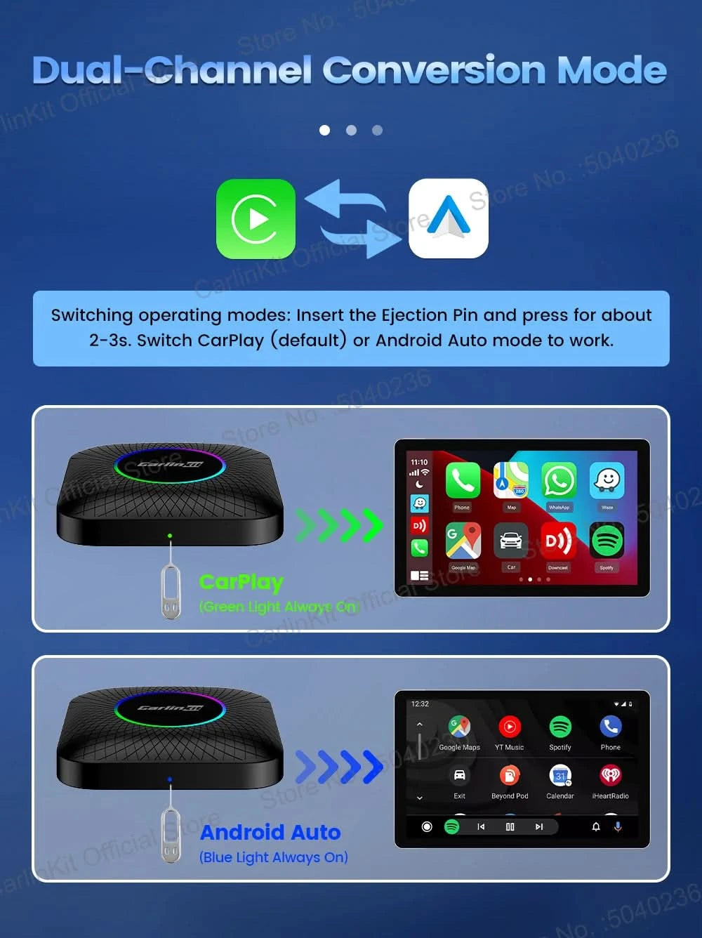 2026 CarlinKit CarPlay AI Box Android 13.0 SM6225 8-Cores Android Auto Wireless CarPlay Adapter 2.4+5GGPS 64G 128G FOTA Upgrade