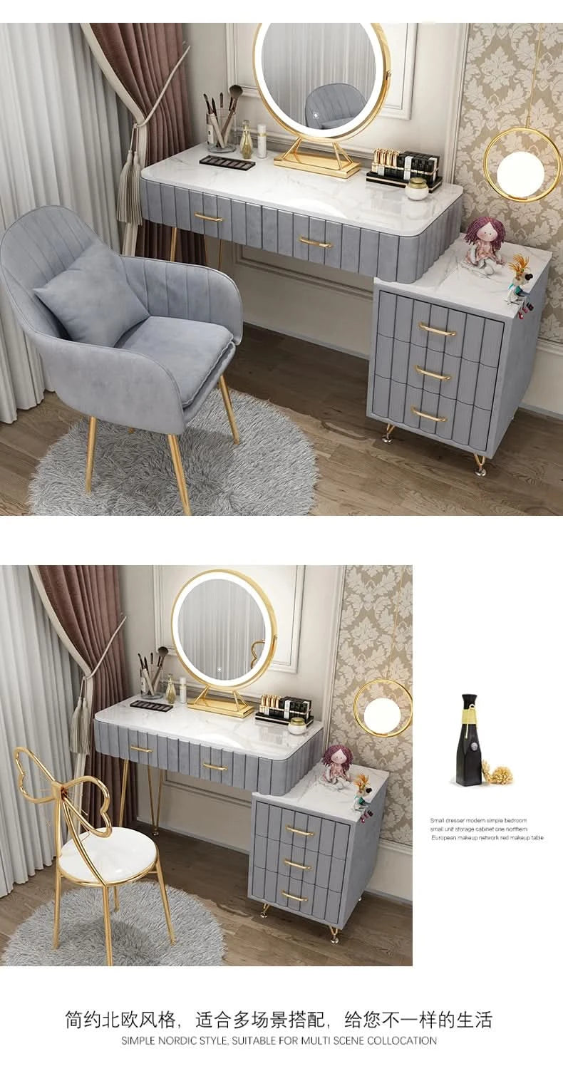 Modern Drawers Dressing Table Makeup Mirror Service Girl Pink Computer Vanity Table Living Room Vestidores Postmodern Furniture