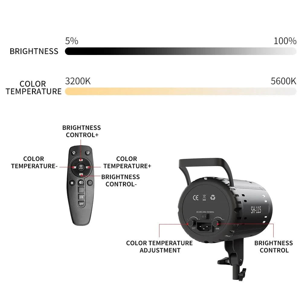 135W Fotografie-LED-COB-Videoleuchte, tageslichtbalancierte Sun Lamp für Porträt-, Blitz- und Studiozubehör, YouTube Live