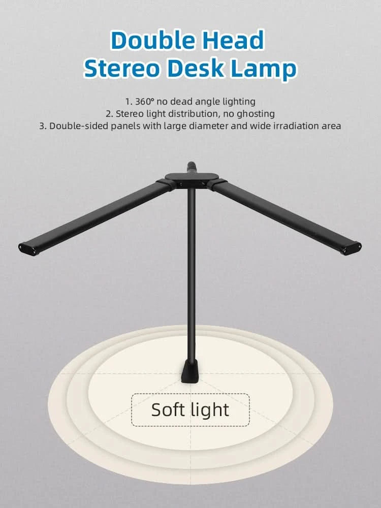 Clip Table Lamp Led Monitor Light Stand USB 3 Color Modes and 10 Dimmable Reading Lights for Study Office Double Head Desk Lamp