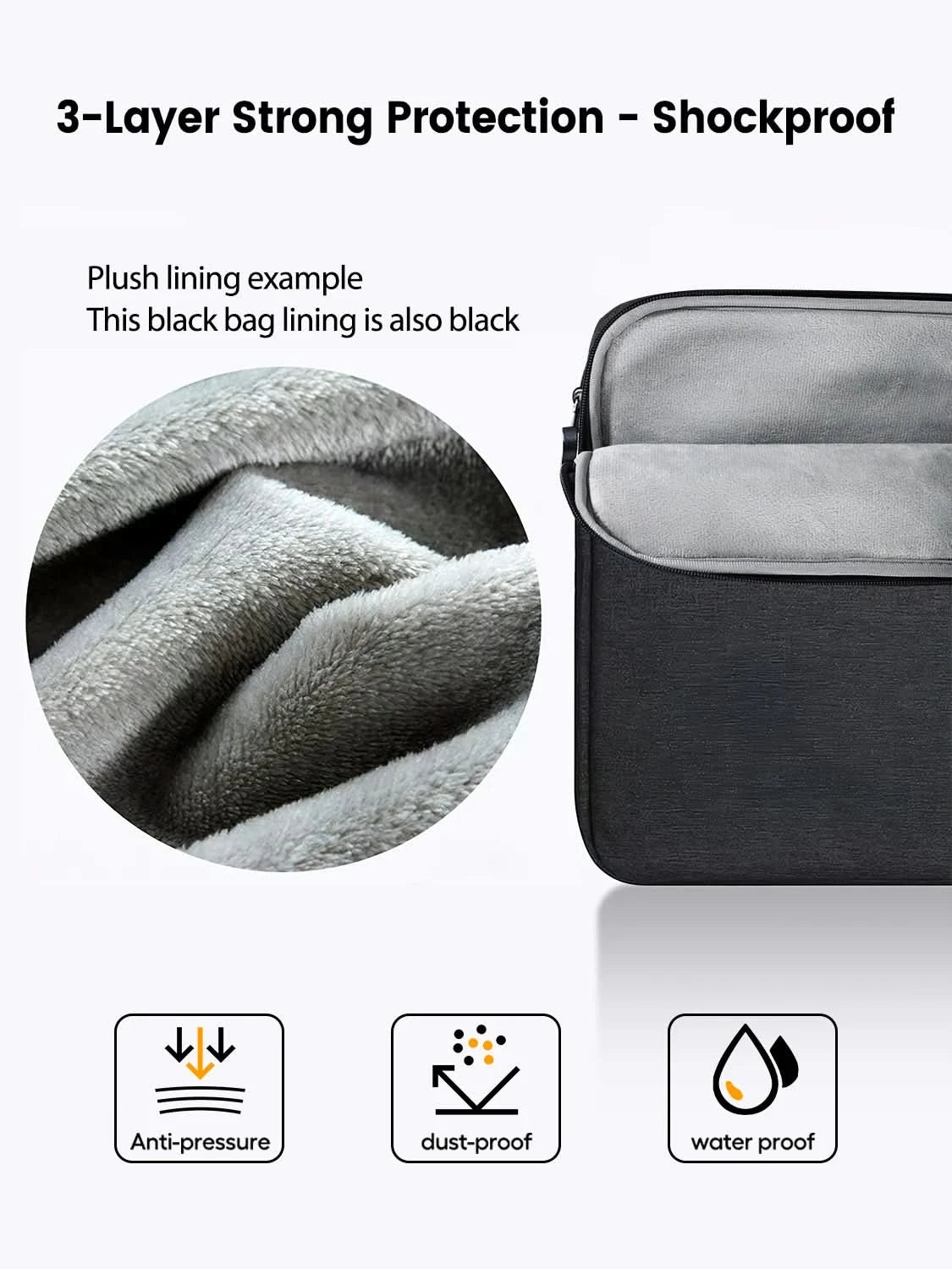 Waterproof Laptop Sleeve 24 inch for UPERFECT Portable Monitor UMAX 24 23 22 Touchscreen Computer Cover Bag with Large Side Pock