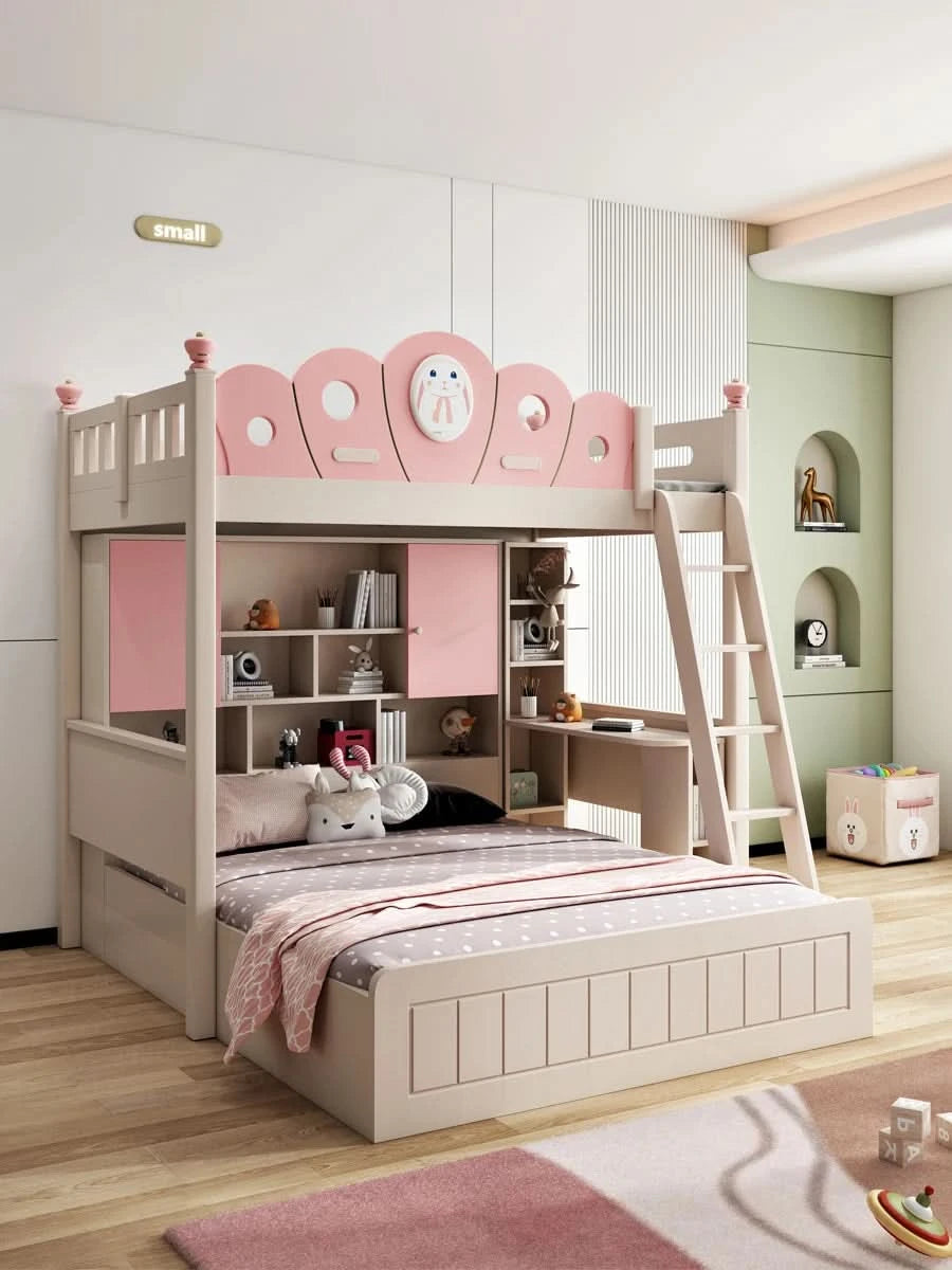 Bed with Wardrobe, Bunk Beds with Slide and Steps,children Bedrooms High Bed, Mebles Enfan, Kids Room Furniture