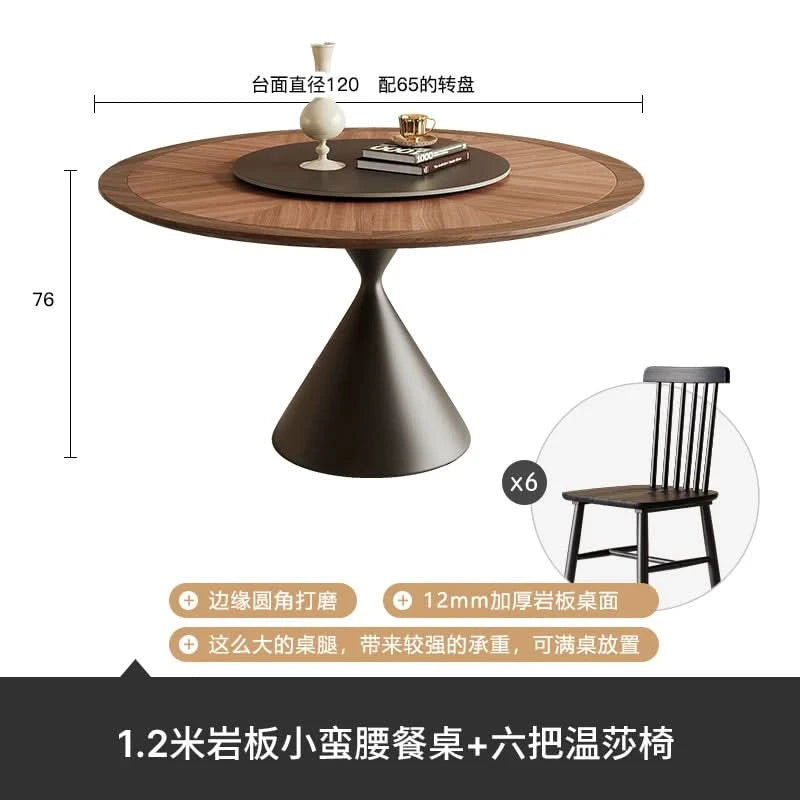 6 People Turntable Dining Table Vintage Legs Metal Design Round Coffee Table House Breakfast Juegos De Comedor Furnitures