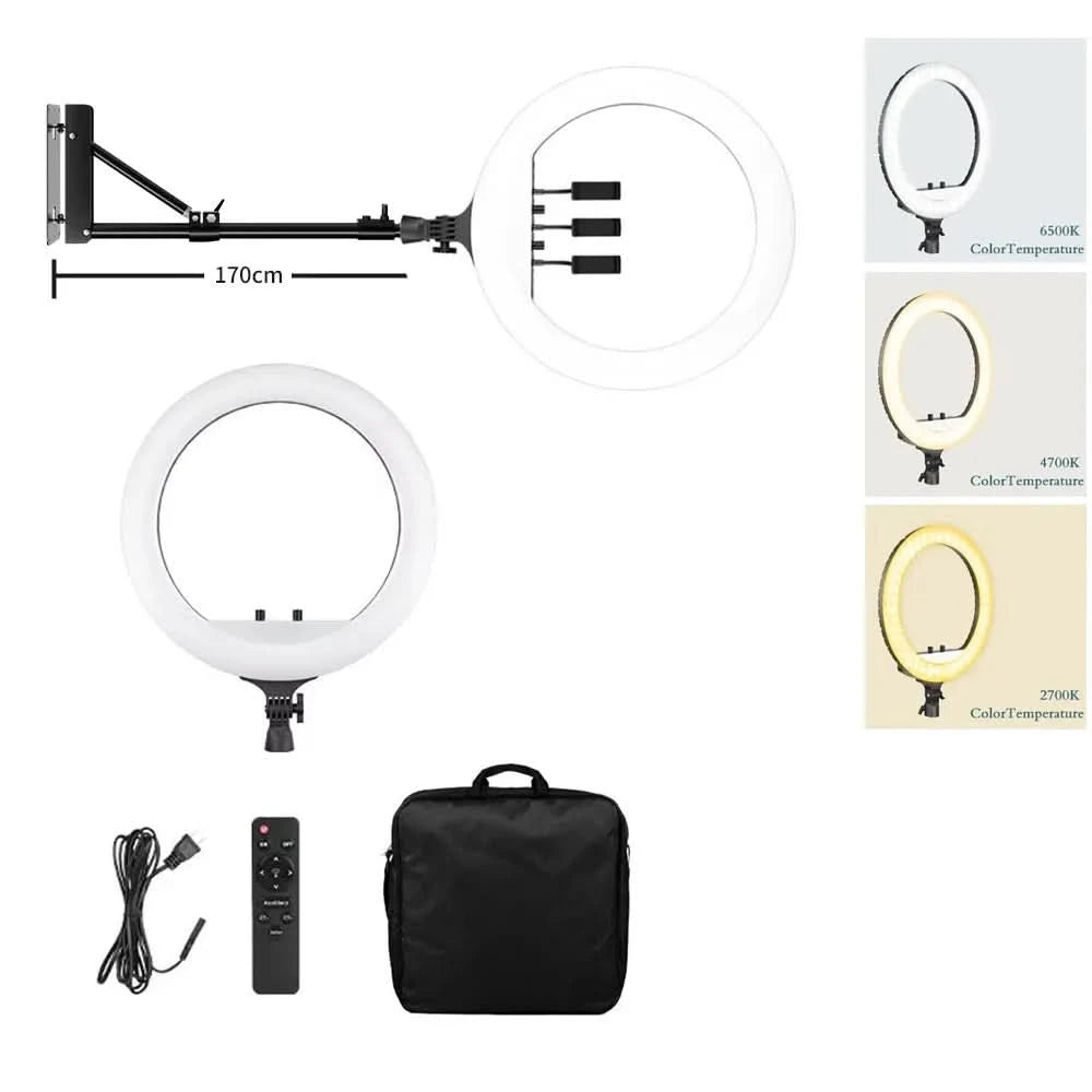 SH 18 Inch Knob Ring Light LED Selfie Video Lamp With Tripod Stand Phone Clip For YouTube Live Lighting Photo Photography Studio