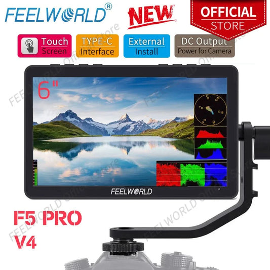 FEELWORLD F5 Pro V4 6 Zoll DSLR-Kamera-Feldmonitor Touchscreen 3D LUT FHD1920 1080 4K HDMI Video Fokusassistent für Gimbal