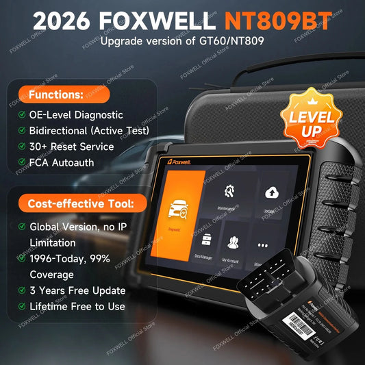 FOXWELL NT809BT OBD2 Bluetooth Auto-Diagnosegerät Alle Systeme bidirektional 30+ Reset Code Reader OBD2 Scanner Automobil