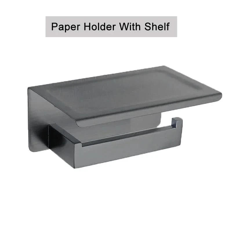 Gunmetal Stainless Steel Bathroom Accessorie Hardware Towel Rack,Toilet Paper Holder, Robe Hook, Towel Bar