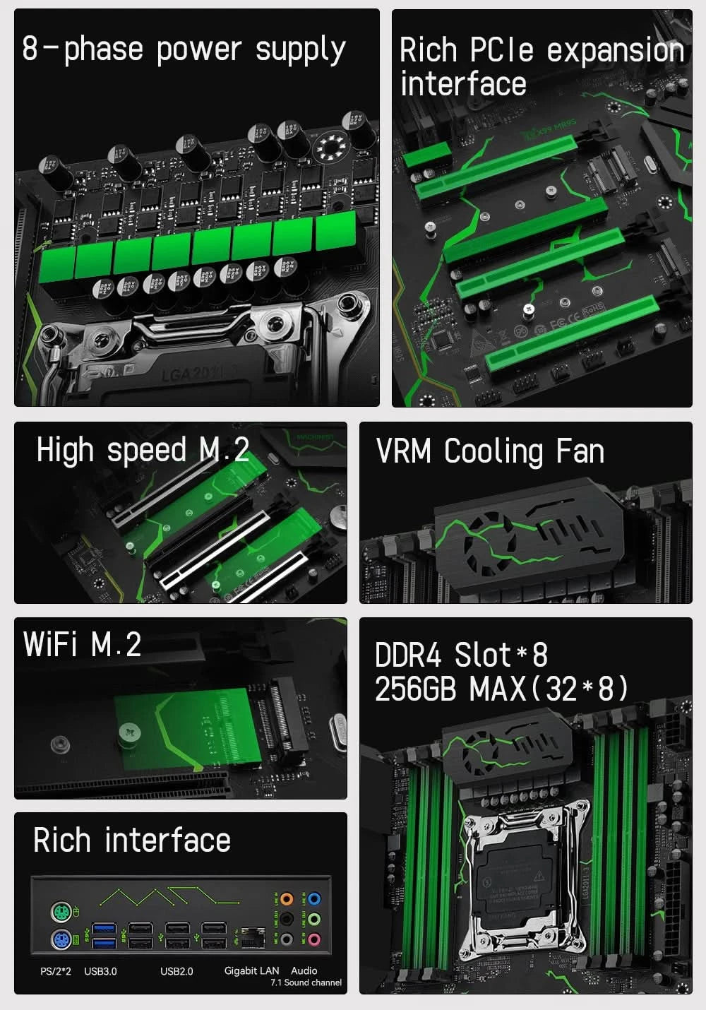 MACHINIST X99 MR9S motherboard ATX LGA 2011-3 Support Xeon E5 V3/V4 series CPU DDR4 four channel NVME M.2 USB 3.0
