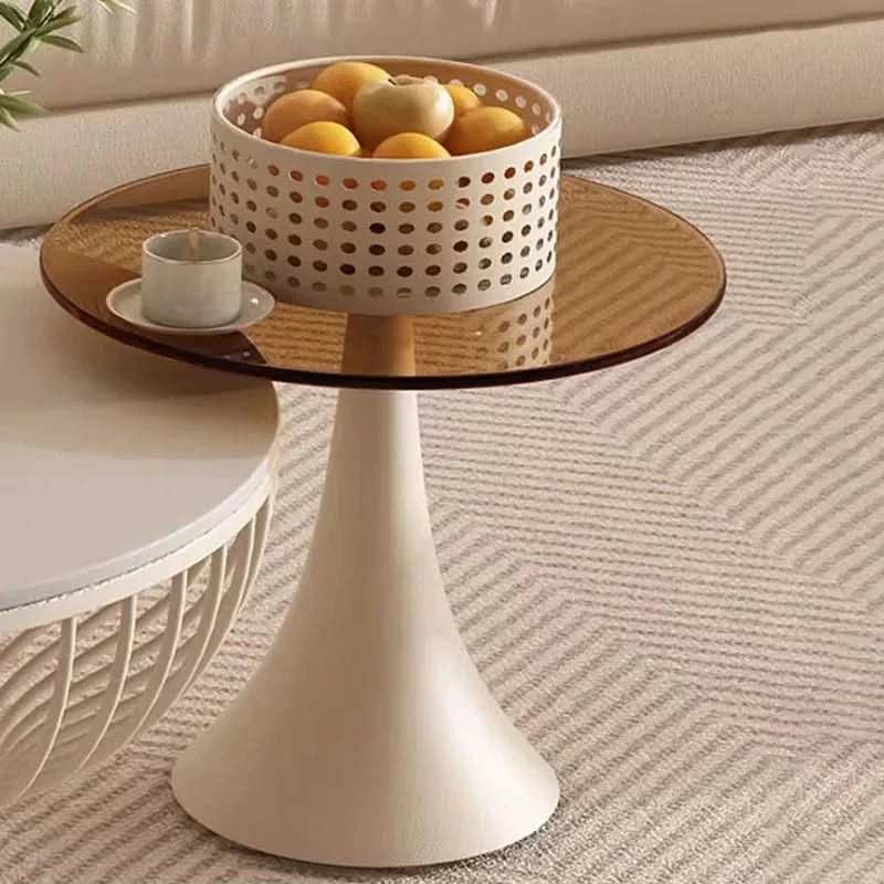 French Glass Top Coffee Table Round Glamour Modern Aesthetic Coffee Table Beauty Nordic Mesa De Centro Living Room Furniture