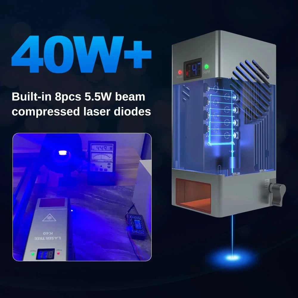 LASER TREE Laser Module 10W/20W/30W/40W Optical Power with Air Assist Laser Head TTL Blue Light for Engraver Cutting Wood Tools