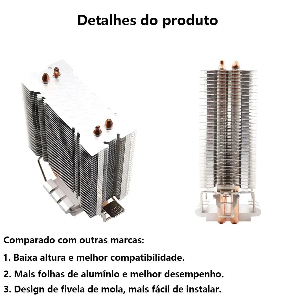 Wovibo Ventilador de Refrigeração da CPU, para Intel 775, 1150, 1151, 1155, 1200,1700, 2011, X79, X99, AM4, AM5 Radiador