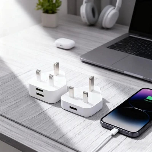 HUAHUA2025 NEW 1PCS Dual Port Fast Charger 5V/2.1A, UK 3 Pin Wall Adapter for Phones & Tablets, Multi-Device USB Charging Hub
