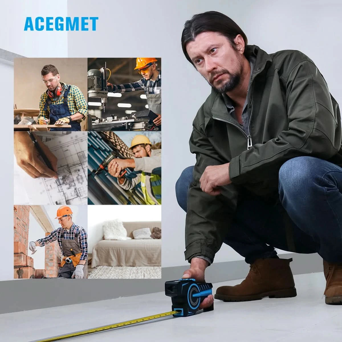 Laser Tape Measure 100M Professional Laser Distance Meter with Instant Digital Readout, Green Laser Line Marking