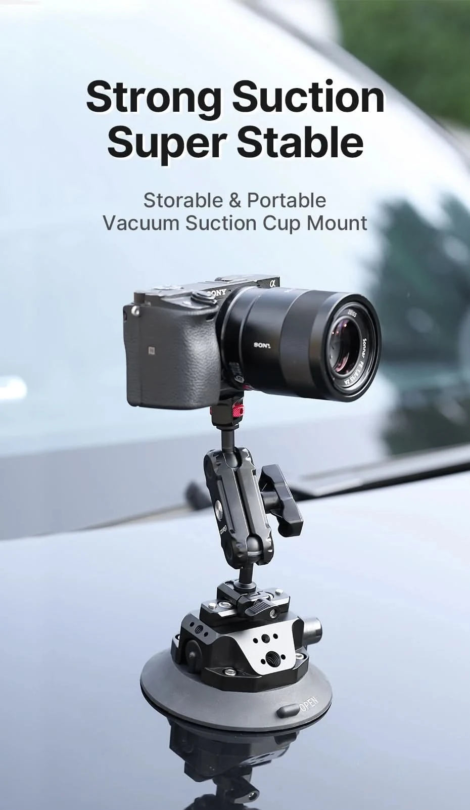 Ulanzi Car Phone Action Camera Holder Hand Pump 360° Suction Cup Adjustable Professional For GoPro for Insta360 for DJI Action
