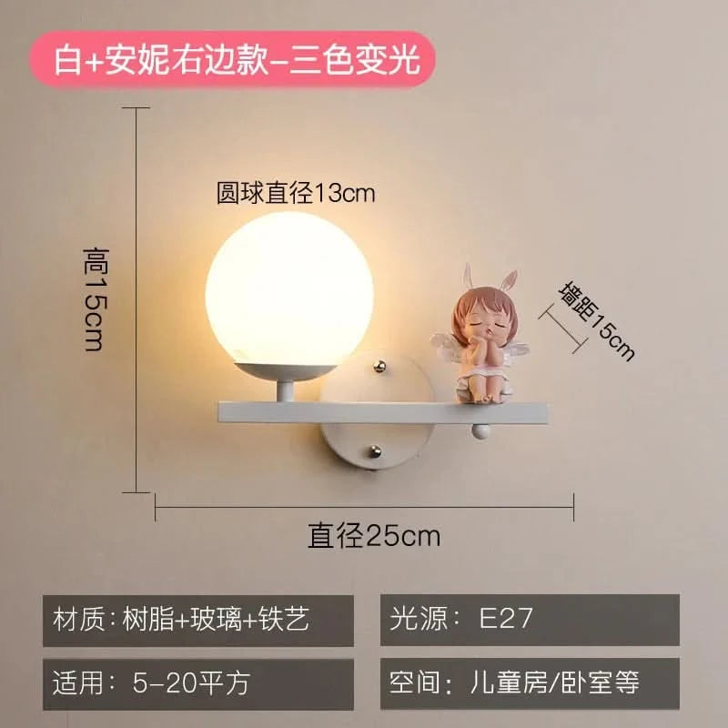 Children's Room Bedside Wall Lamp Girl Boy Wall Art Sconce Creative Cartoon Eye Protection Led Home Decoration Salon Home