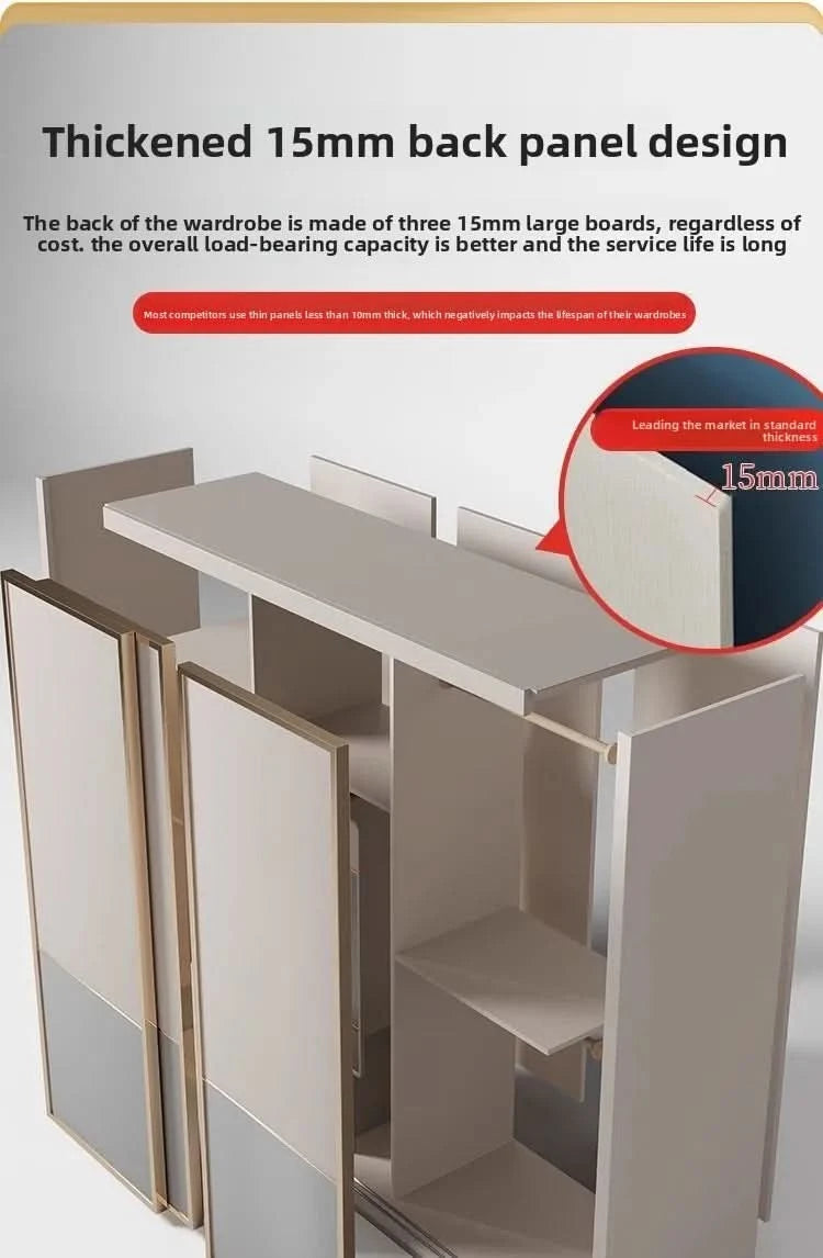 Light luxury sliding door clothes closet simple moder household bedroom wardrobe large storage armoire de rangement Furniture