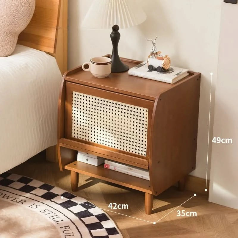 Minimally modern bamboo bedroom bedside table, living room small cabinet, small storage cabinet, household storage cabinet