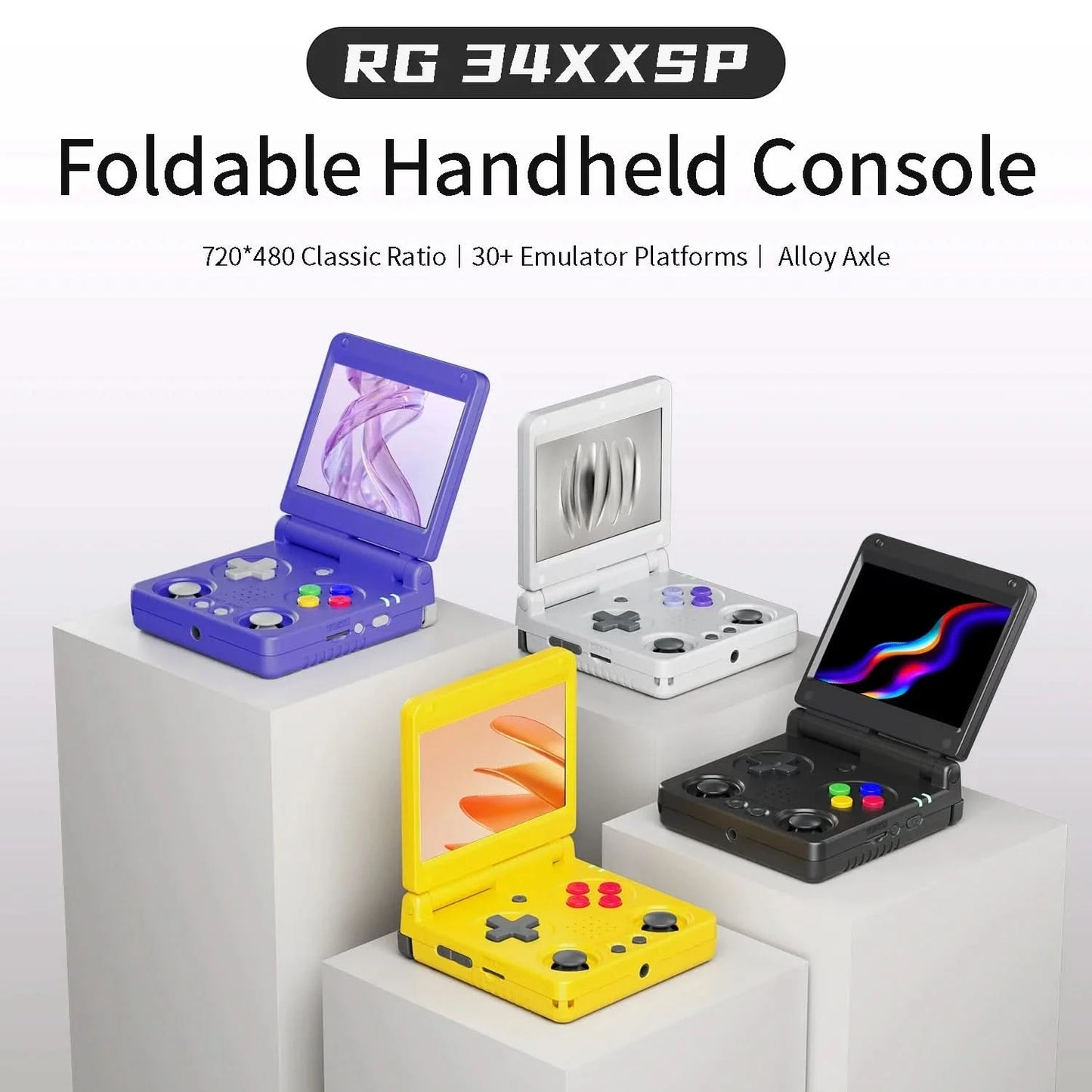 ANBERNIC RG34XXSP Flip Handheld Console 3.4'' IPS Screen Linux 64-bit H700 Supports 5G WIFI Video Game Consoles  256G PSP Games