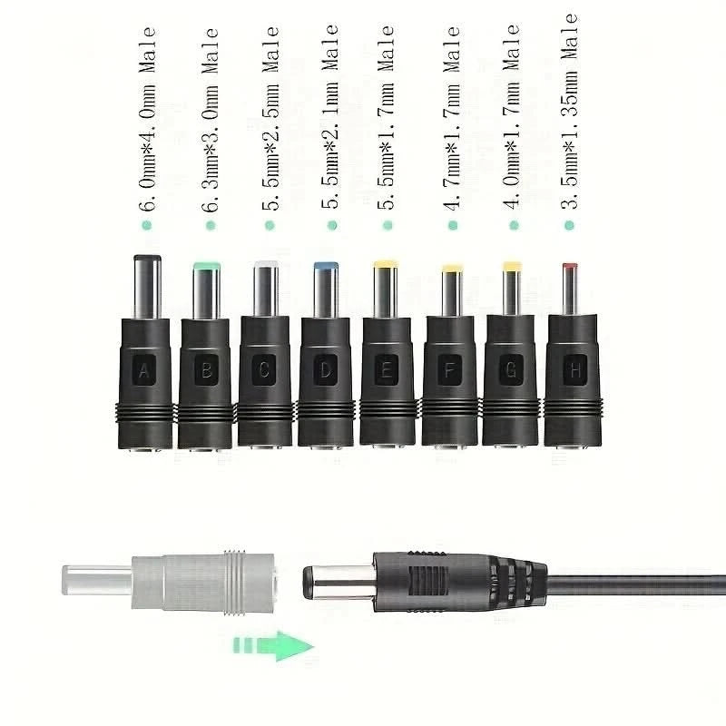 8Pcs AC DC 5.5X 2.1 MM Female Jack Plug Adapter Connectors TO 6.3 6.0 5.5 4.8 4.0 3.5mm 2.5 2.1 1.7 1.35mm Male Power Adaptor