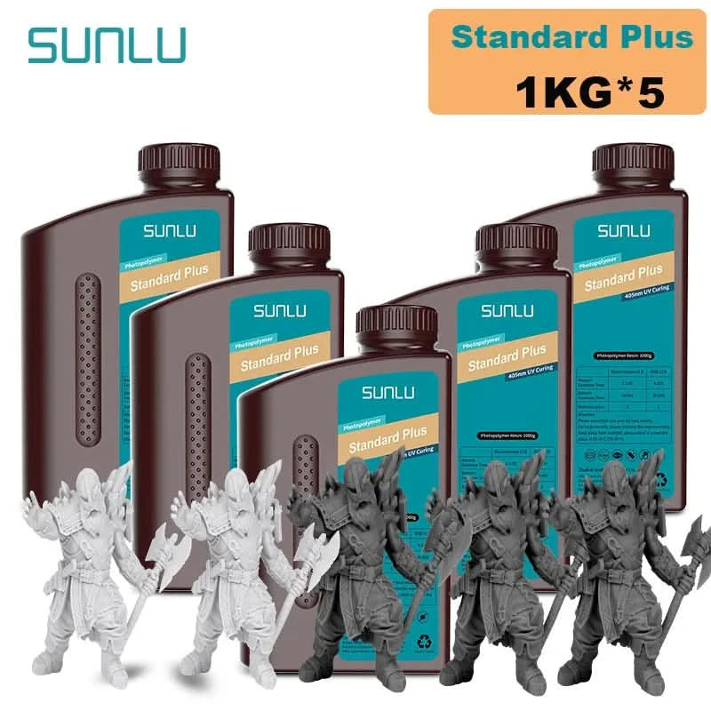 SUNLU 5KG Standard Plus/14K Standard Resin 1KG/Bottle 405nm Rapid UV-Curing Photopolymer Resin For LCD 3D Printer Material