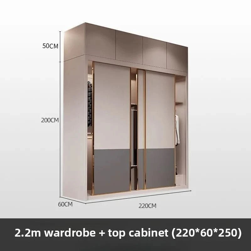 Light luxury sliding door clothes closet simple moder household bedroom wardrobe large storage armoire de rangement Furniture