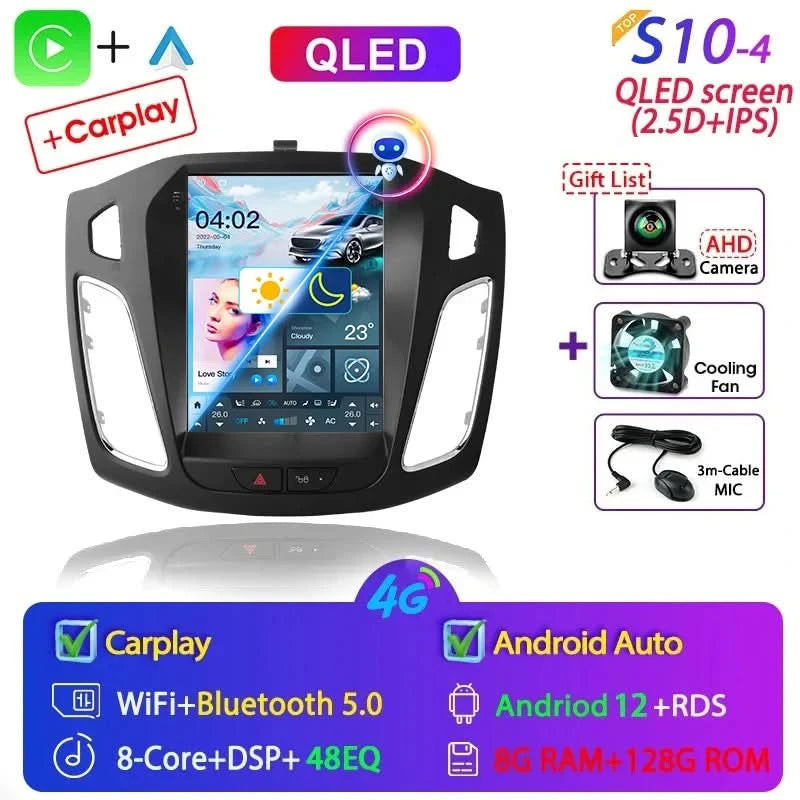 Srnubi 2 Din 9.7" Android 12 Carplay Car Radio for Ford Focus 3 Mk 3 2011 2012 - 2019 Multimedia Player 2Din GPS Auto Stereo DVD
