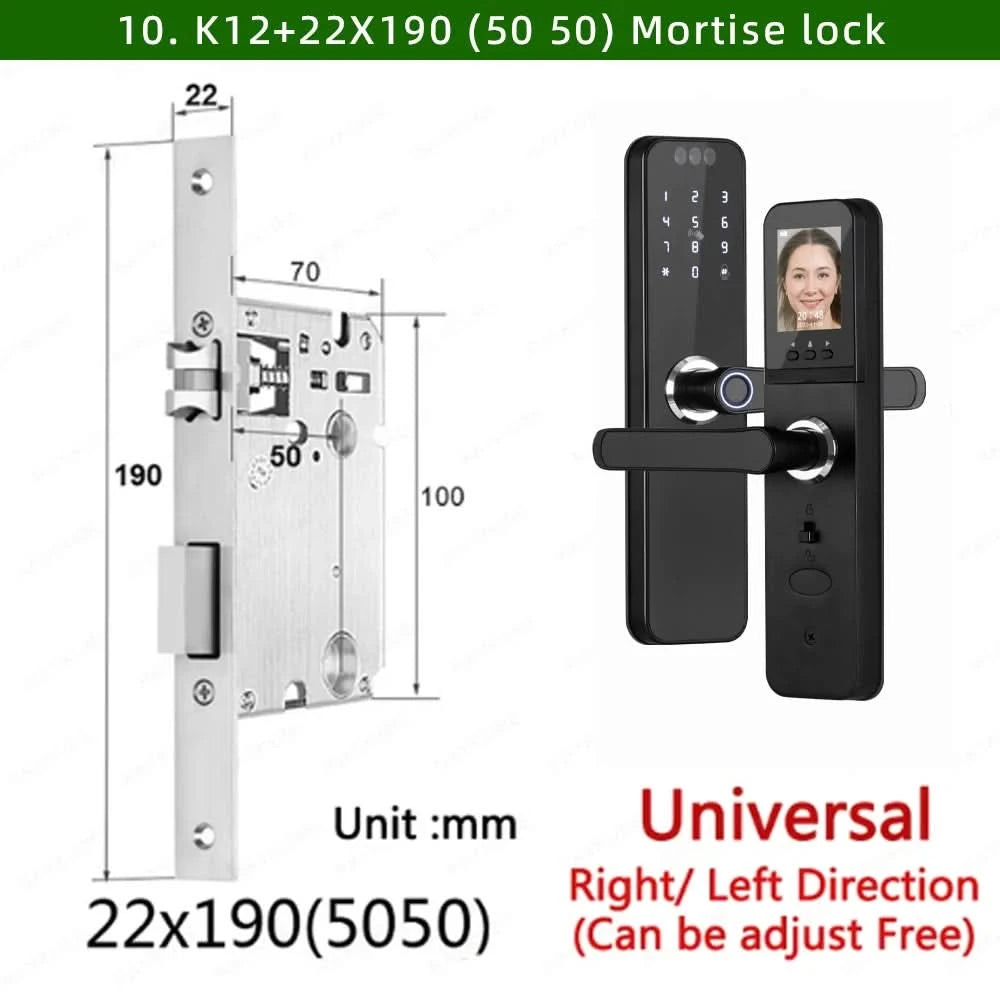 Do Brasil RAYKUBE K12 With lithium Rechargeable Batteries Tuya WiFi Camera Electronic Lock 3D Face Fingerprint Smart Door Lock